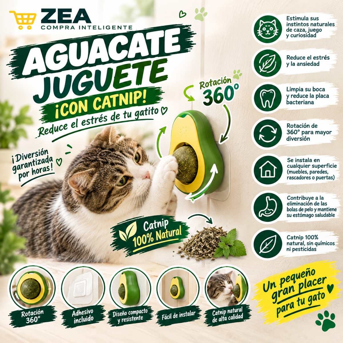 🐱🥑Aguacate juguete con hierba catnip