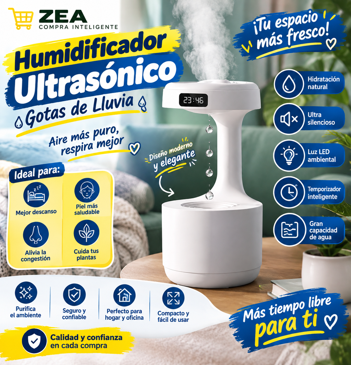 đź’§ Humidificador UltrasĂłnico Gotas de Lluvia