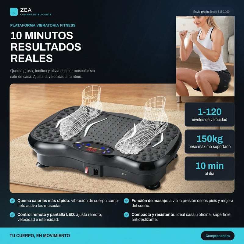Plataforma Vibratoria Fitness con Masaje de Pies