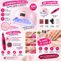 💅Kit Uñas Perfectas | Lámpara UV/LED 48W + Pulidor Eléctrico