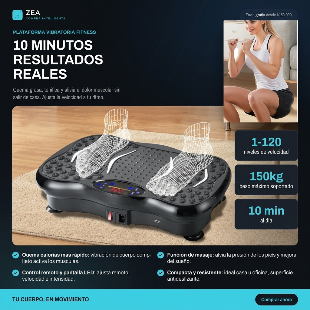 Plataforma Vibratoria Fitness con Masaje de Pies